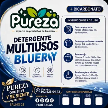 Detergente multiusos Bluery con bicarbonato Pureza