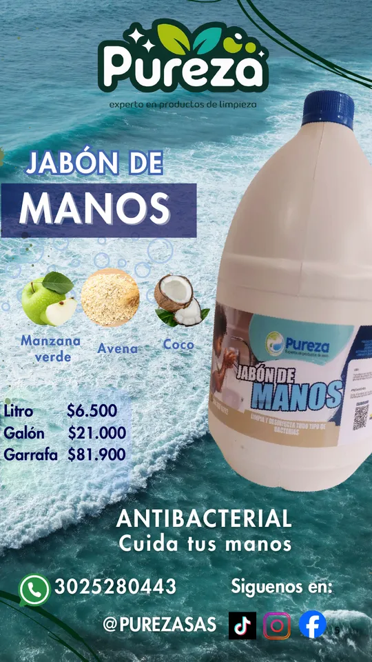 Jabón de manos antibacterial Pureza