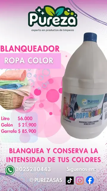 Blanqueador para ropa de color Pureza